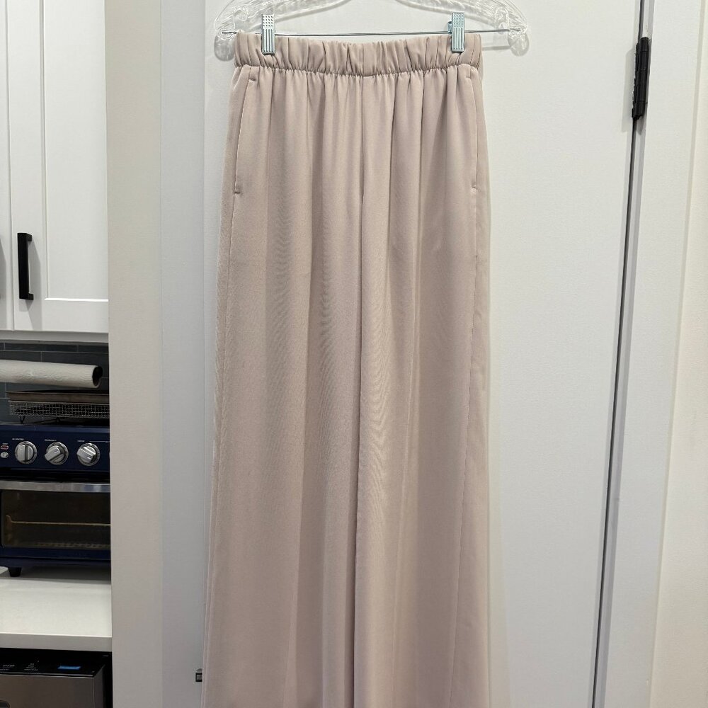Vince Satin-Crepe Palazzo Pants – Soft Taupe, Sz S